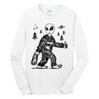 Funny Bigfoot Alien UFO Sasquatch Men Women Gifts Tall Long Sleeve T-Shirt