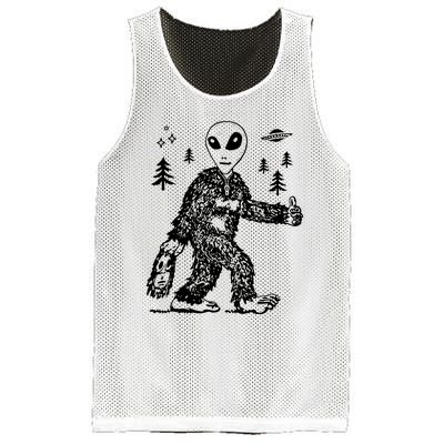 Funny Bigfoot Alien UFO Sasquatch Men Women Gifts Mesh Reversible Basketball Jersey Tank