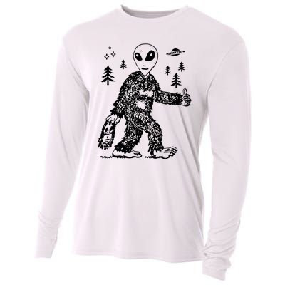 Funny Bigfoot Alien UFO Sasquatch Men Women Gifts Cooling Performance Long Sleeve Crew