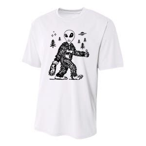 Funny Bigfoot Alien UFO Sasquatch Men Women Gifts Youth Performance Sprint T-Shirt