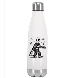 Funny Bigfoot Alien UFO Sasquatch Men Women Gifts Stainless Steel Insulated Water Bottle