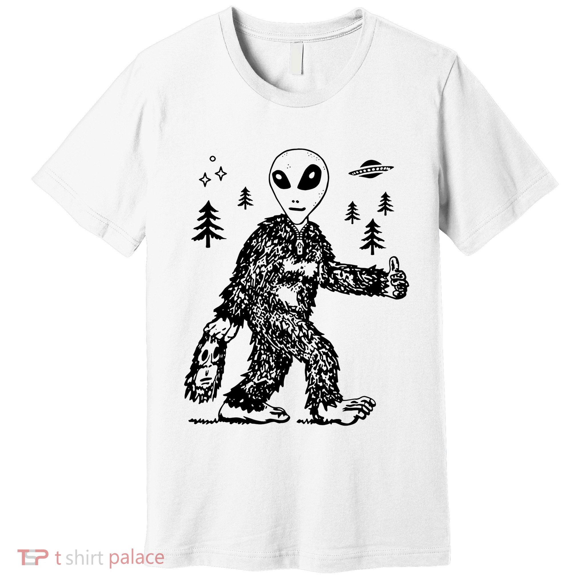 Funny Bigfoot Alien UFO Sasquatch Men Women Gifts Premium T-Shirt