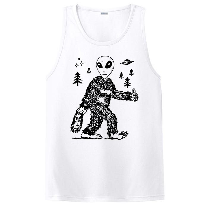 Funny Bigfoot Alien UFO Sasquatch Men Women Gifts PosiCharge Competitor Tank