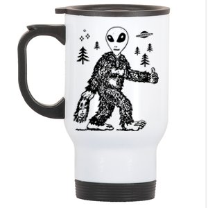 Funny Bigfoot Alien UFO Sasquatch Men Women Gifts Stainless Steel Travel Mug