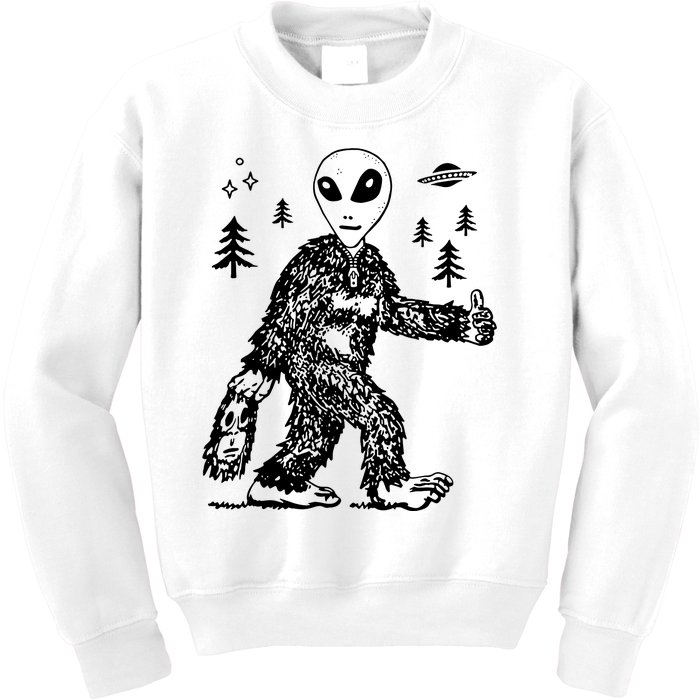 Funny Bigfoot Alien UFO Sasquatch Men Women Gifts Kids Sweatshirt