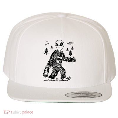 Funny Bigfoot Alien UFO Sasquatch Men Women Gifts Wool Snapback Cap