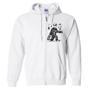 Funny Bigfoot Alien UFO Sasquatch Men Women Gifts Full Zip Hoodie