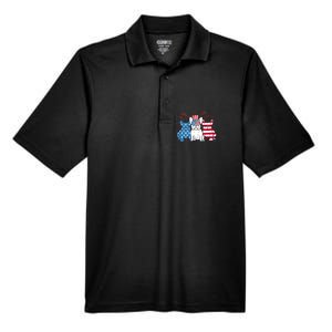 French Bulldog American Flag Fireworks 4th Of July Dog Lover Men's Origin Performance Pique Polo