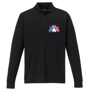 French Bulldog American Flag Fireworks 4th Of July Dog Lover Performance Long Sleeve Polo