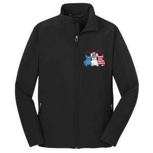 French Bulldog American Flag Fireworks 4th Of July Dog Lover Core Soft Shell Jacket