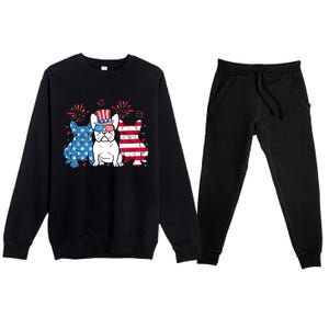 French Bulldog American Flag Fireworks 4th Of July Dog Lover Premium Crewneck Sweatsuit Set