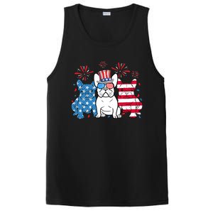 French Bulldog American Flag Fireworks 4th Of July Dog Lover PosiCharge Competitor Tank