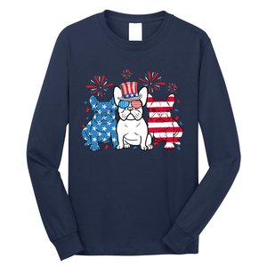 French Bulldog American Flag Fireworks 4th Of July Dog Lover Long Sleeve Shirt