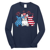 French Bulldog American Flag Fireworks 4th Of July Dog Lover Long Sleeve Shirt