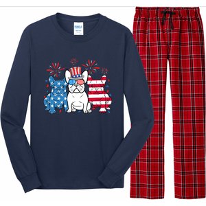 French Bulldog American Flag Fireworks 4th Of July Dog Lover Long Sleeve Pajama Set