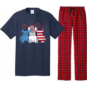 French Bulldog American Flag Fireworks 4th Of July Dog Lover Pajama Set