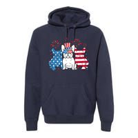 French Bulldog American Flag Fireworks 4th Of July Dog Lover Premium Hoodie