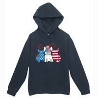 French Bulldog American Flag Fireworks 4th Of July Dog Lover Urban Pullover Hoodie