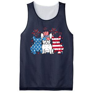 French Bulldog American Flag Fireworks 4th Of July Dog Lover Mesh Reversible Basketball Jersey Tank