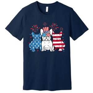 French Bulldog American Flag Fireworks 4th Of July Dog Lover Premium T-Shirt