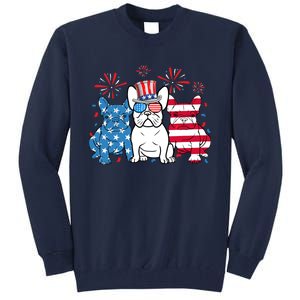 French Bulldog American Flag Fireworks 4th Of July Dog Lover Tall Sweatshirt