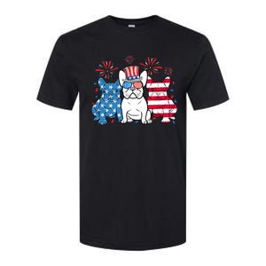 French Bulldog American Flag Fireworks 4th Of July Dog Lover Softstyle CVC T-Shirt