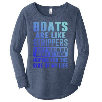 Funny Boats Are Like Strippers I Keep Throwing Money At Them Funny Gift Women's Perfect Tri Tunic Long Sleeve Shirt