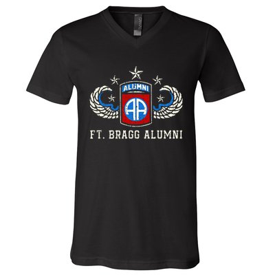 Ft Bragg Alumni Army 82nd Airborne Division Paratrooper V-Neck T-Shirt