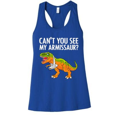 Funny Broken Arm For Hand Wrist Injury Dinosaur Women's Racerback Tank