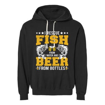 Funny Beer And Fish Garment-Dyed Fleece Hoodie