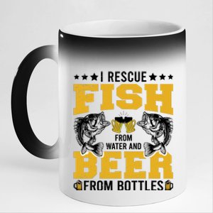 Funny Beer And Fish 11oz Black Color Changing Mug