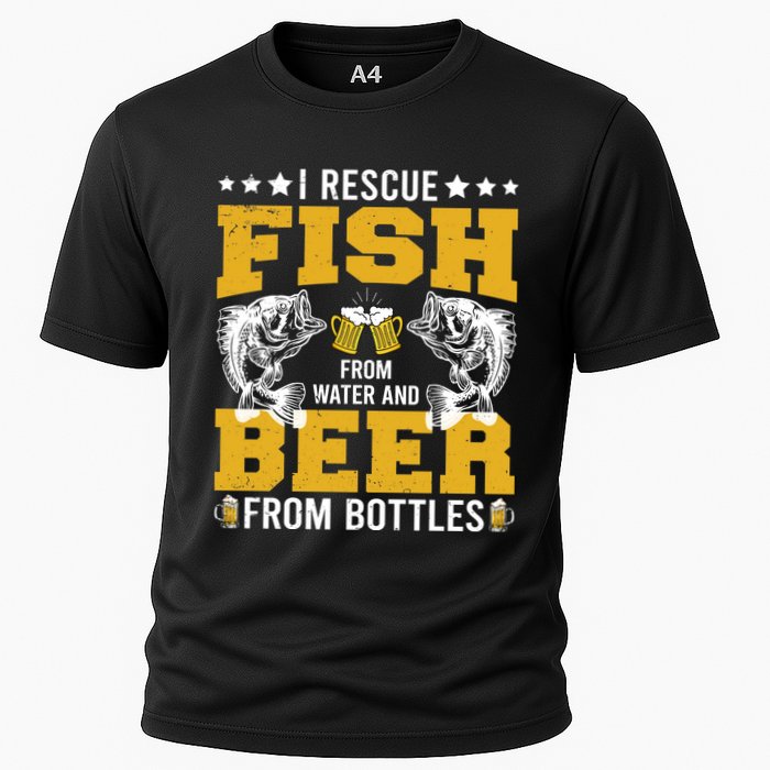 Funny Beer And Fish Cooling Performance Crew T-Shirt