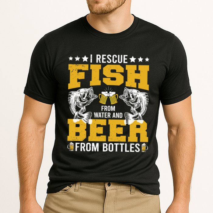 Funny Beer And Fish Cooling Performance Crew T-Shirt