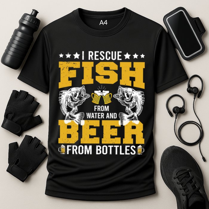 Funny Beer And Fish Cooling Performance Crew T-Shirt