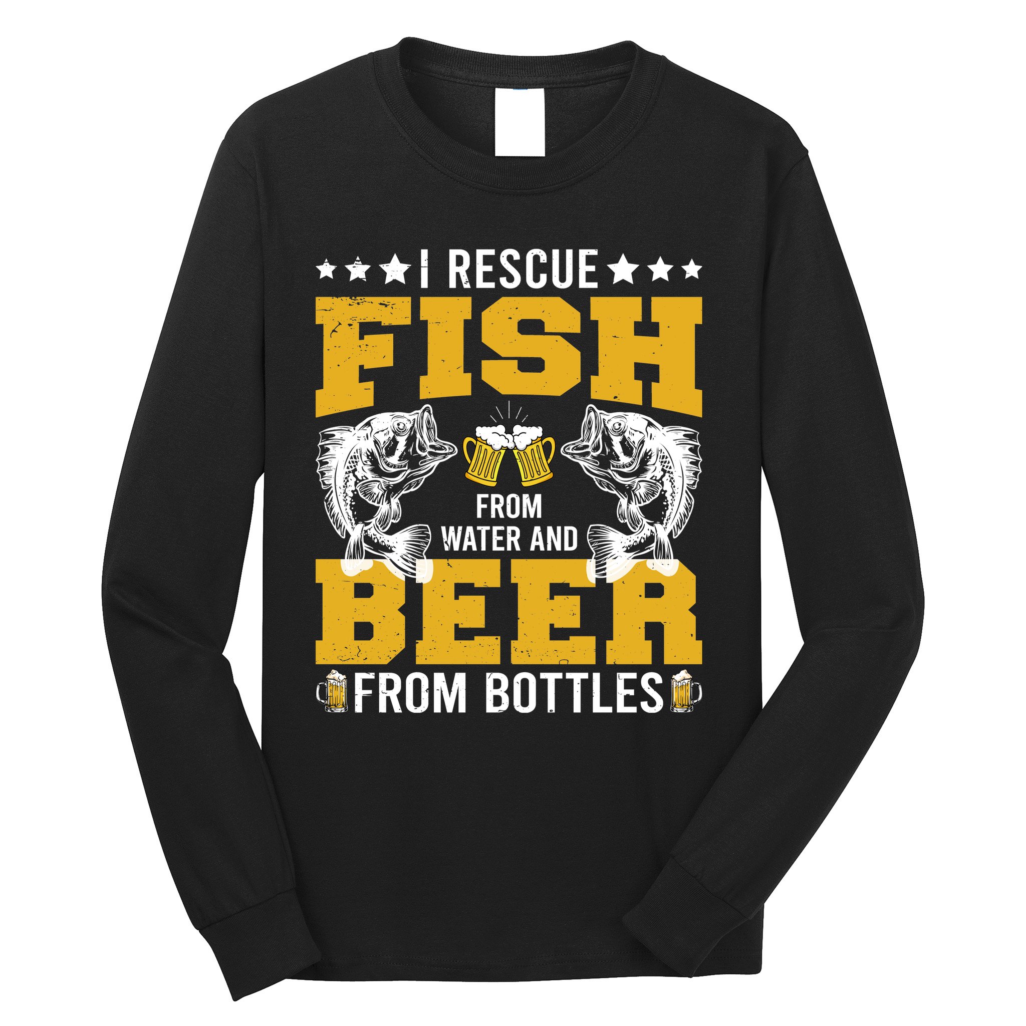 Funny Beer And Fish Long Sleeve Shirt