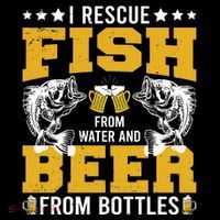 Funny Beer And Fish Button