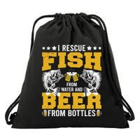 Funny Beer And Fish Drawstring Bag