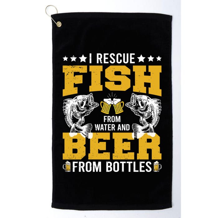 Funny Beer And Fish Golf Towel