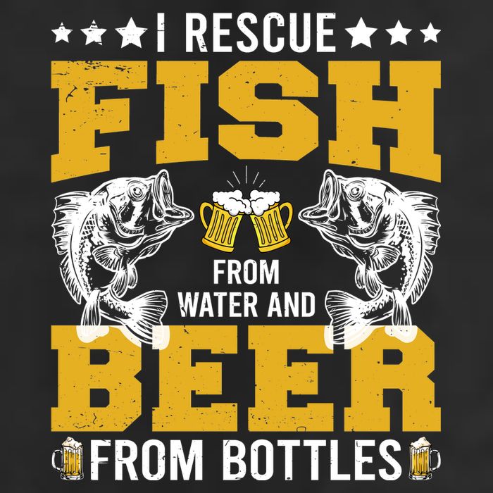 Funny Beer And Fish Golf Towel