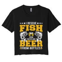 Funny Beer And Fish Women's Crop Top Tee