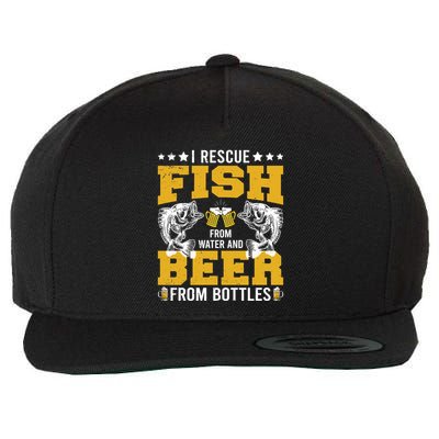 Funny Beer And Fish Wool Snapback Cap