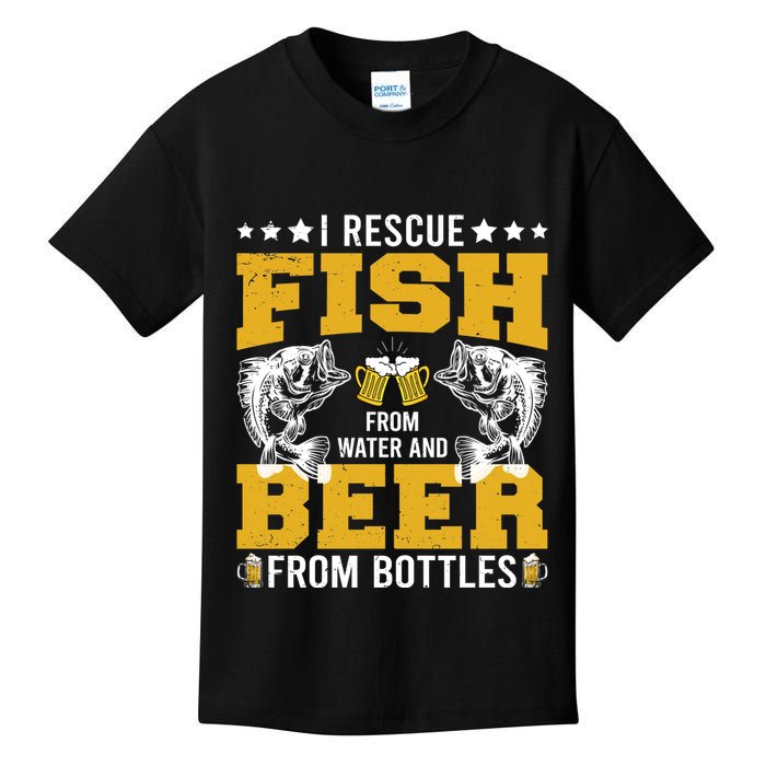 Funny Beer And Fish Kids T-Shirt