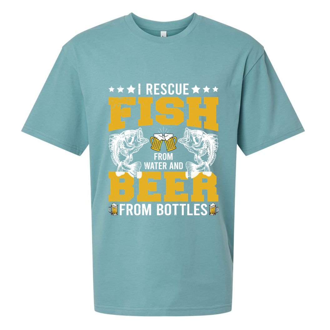 Funny Beer And Fish Sueded Cloud Jersey T-Shirt