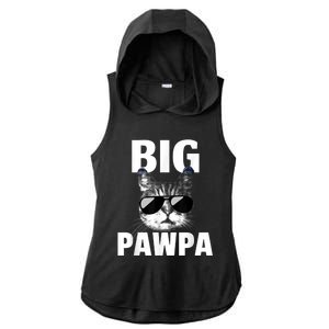 Funny Black And White Cat Kitten Big Pawpa Ladies PosiCharge Tri-Blend Wicking Draft Hoodie Tank