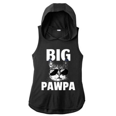 Funny Black And White Cat Kitten Big Pawpa Ladies PosiCharge Tri-Blend Wicking Draft Hoodie Tank