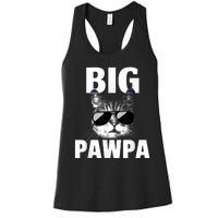 Funny Black And White Cat Kitten Big Pawpa Women's Racerback Tank