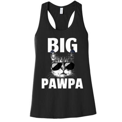 Funny Black And White Cat Kitten Big Pawpa Women's Racerback Tank