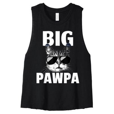 Funny Black And White Cat Kitten Big Pawpa Women's Racerback Cropped Tank