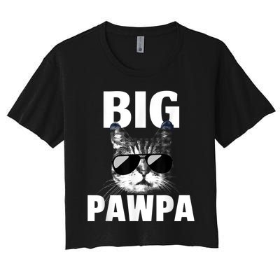 Funny Black And White Cat Kitten Big Pawpa Women's Crop Top Tee