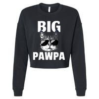 Funny Black And White Cat Kitten Big Pawpa Cropped Pullover Crew